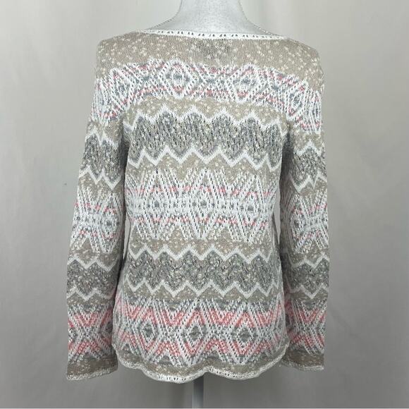 Pendleton Cream & Tan Pastel Crocheted Cottage Sweater Cardigan NWOT Size S - Picture 5 of 12